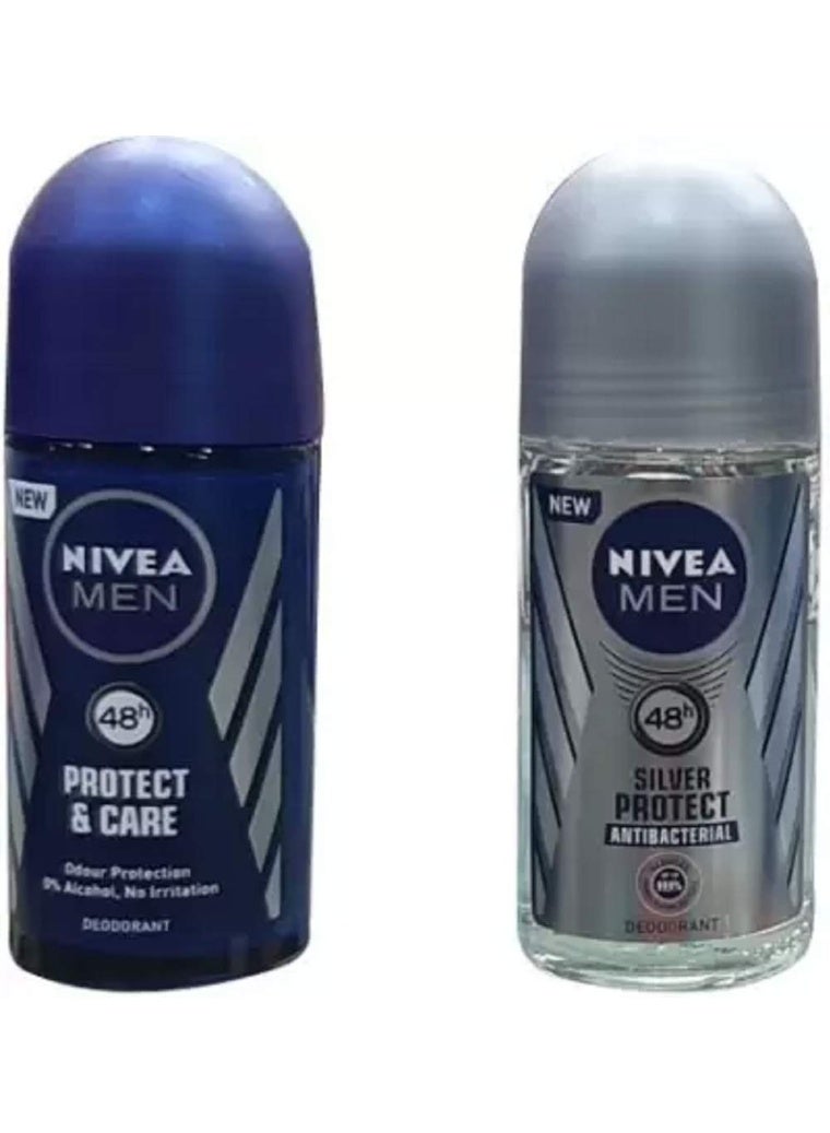 Nivea PROTECT & CARE, SILVER PROTECT ANTIBACTERIAL (PACK OF 2) Deodorant Roll-on - For Men & Women (100 ml, Pack of 2) - Image 1